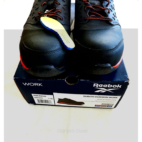 Reebok Sublite Cushion Blk/Orange‎ Comp Toe RB4050 Work Shoe USM-7W W-9W main image 7